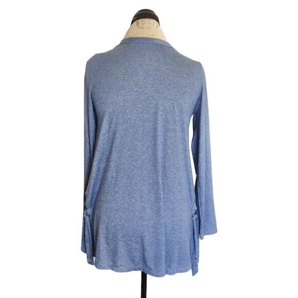 Soft Surroundings Blouse Size XS 2-4 Blue Tie The Knot Tunic Long Sleeve Yoga - Picture 4 of 12